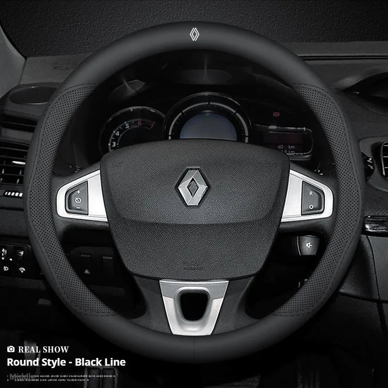 Car Steering-Wheels Cover 38cm Leather For Renault Clio Fluence Megane Laguna Talisman Captur Kadjar Kaptur Koleos Scenic Espace