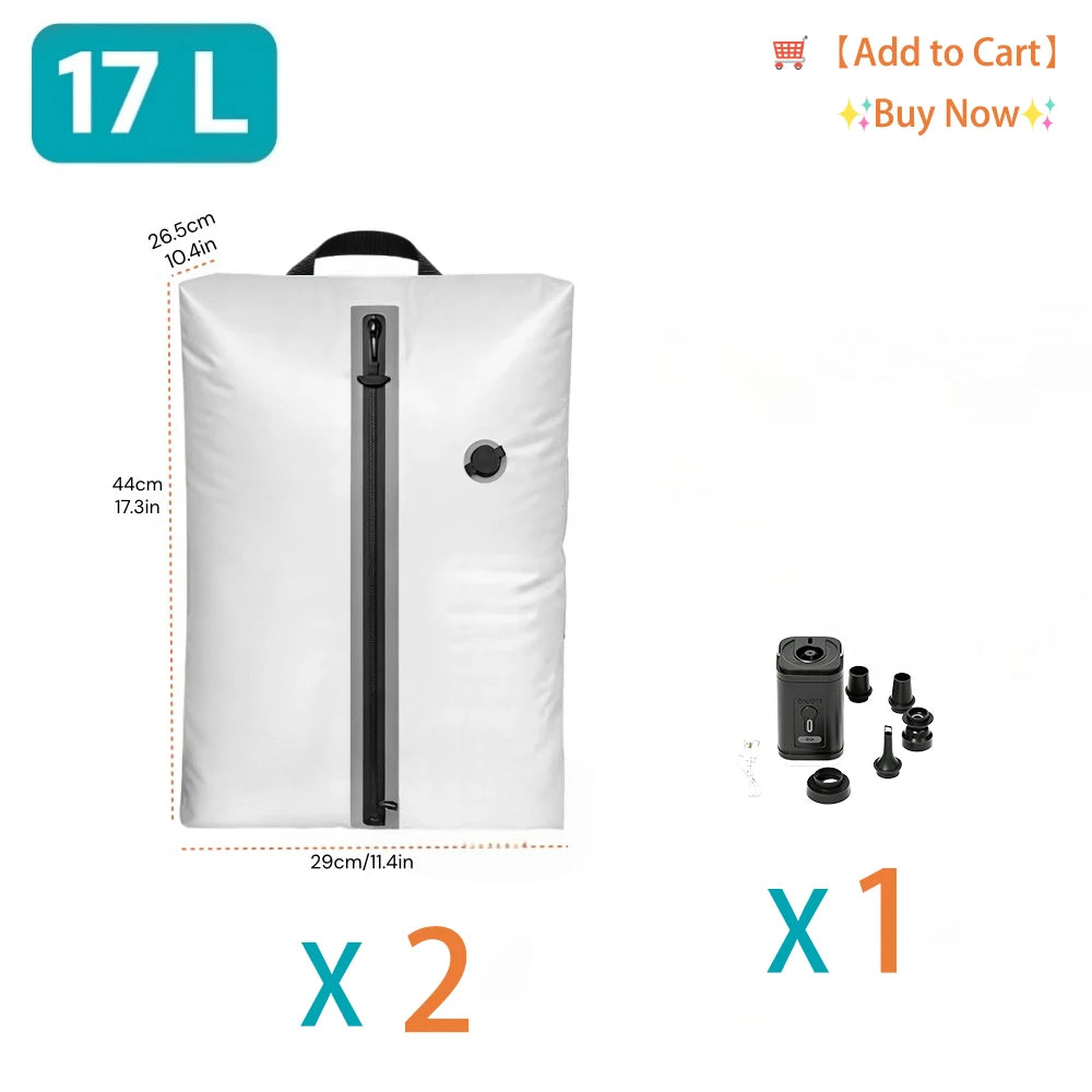 Clothes Storage Bag 17L TPU USB Electric Pump Portable Travel Essentials Luggage Compression Organizer Vacuum Black White Red
