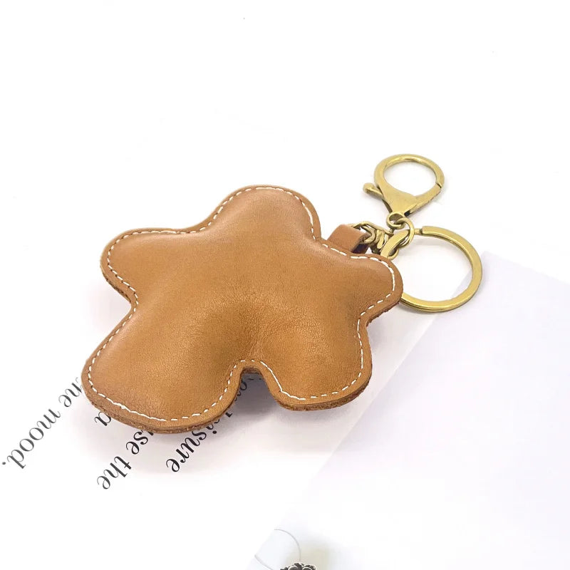 New Cow Leather Dog Keychain Bag Pendant Cute puppy Car Key Ring Luggage Bag Parts Accessories For Women And Men