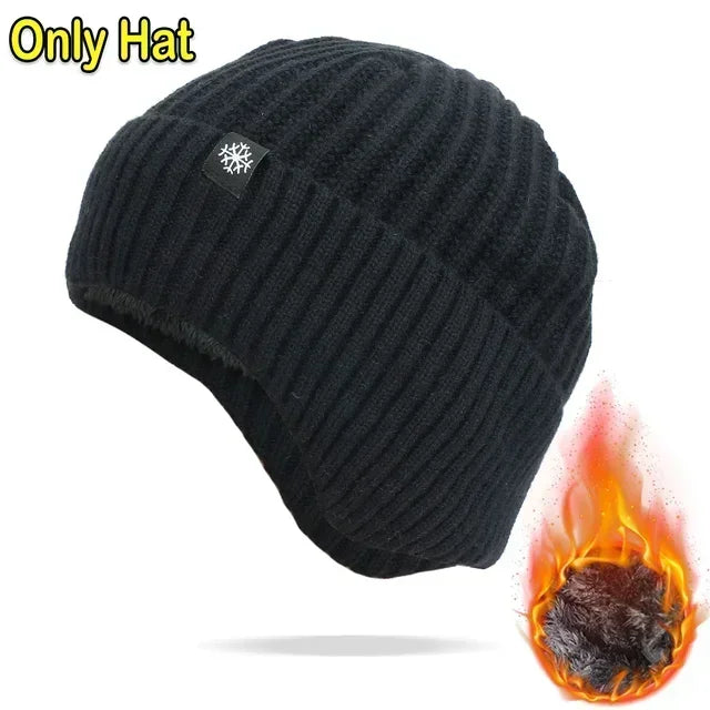 Middle Aged and Elderly Men's Winter Warm and Windproof Ear Protection Hat for The Elderly Winter Dad Grandpa Knitted Woolen Hat