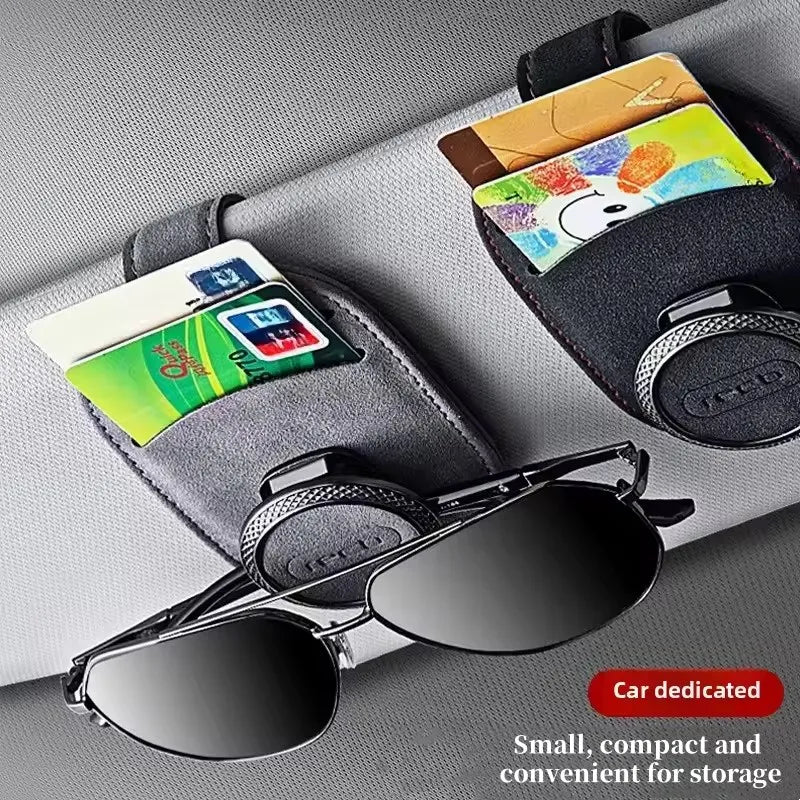 Car Eyeglass Storage Clip Universal Multi-functional Suede Leather Sun Visor Sunglasses Card Notes Storage Clip Car Accessories