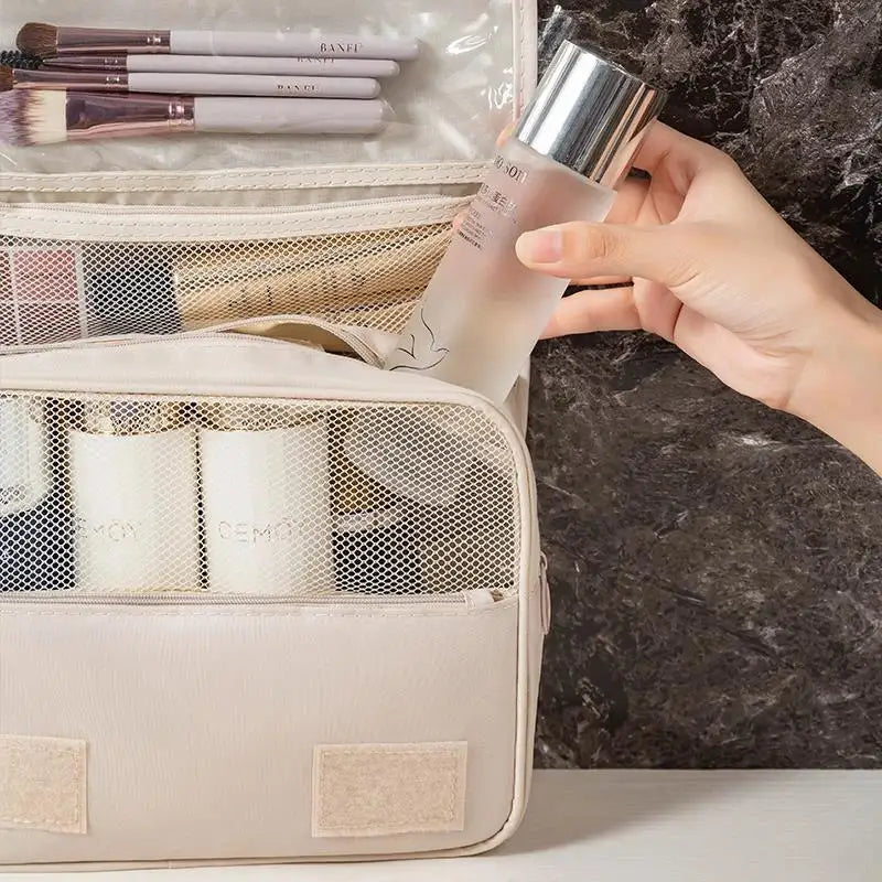 Portable Travel Multi Functional Hanging Cosmetic Bag Business Trip Washable Bag Large Capacity Dry Wet Separation Handheld Bag