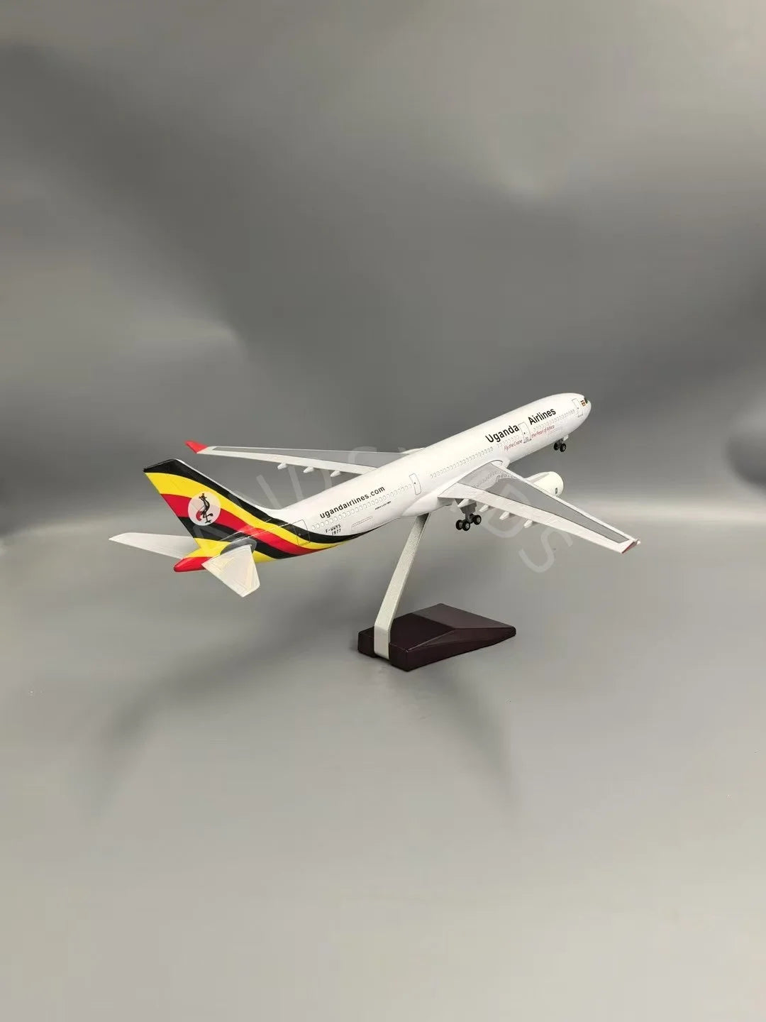 47cm Scale Aircraft A330 Ugandan Airlines Miniature Airplane Diecast Resin With Landing Gear Boys Toys Flight Machine Model Gift