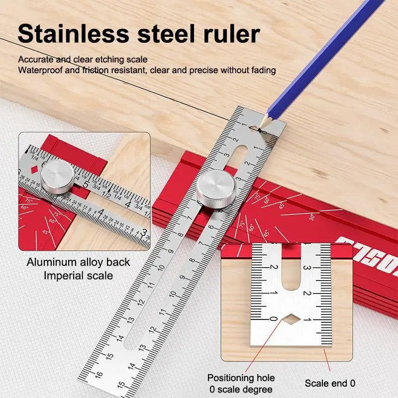 Marking Protractor Multi Angle Ruler Foldable Depth Measuring Tool Gauge For Woodworking Leveling Posit