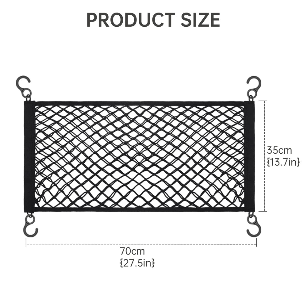 Net Storage Bag Elastic Camping Cart Storage Bag Foldable Car Cargo Net Pocket Dual Layer for Folding Trolley Cart Beach Cart
