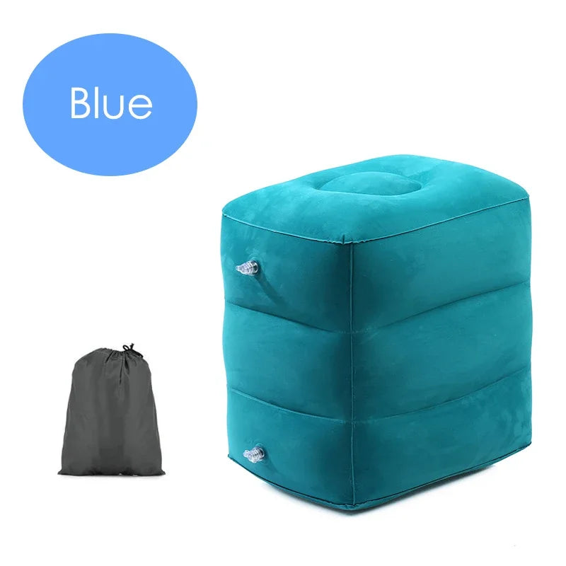 Inflatable Foot Mat Flocking High-speed Train Leg Pillow Portable Inflatable Footstool U-shaped Pillow Portable Car Footstool