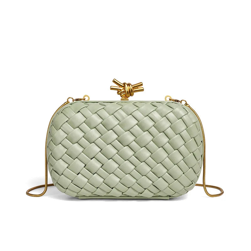 Handwoven Clutch Evening Bag for Women Clutch Purses with Chain Strap for Wedding Party Date Night Crossbody Hobo Shoulder Bag