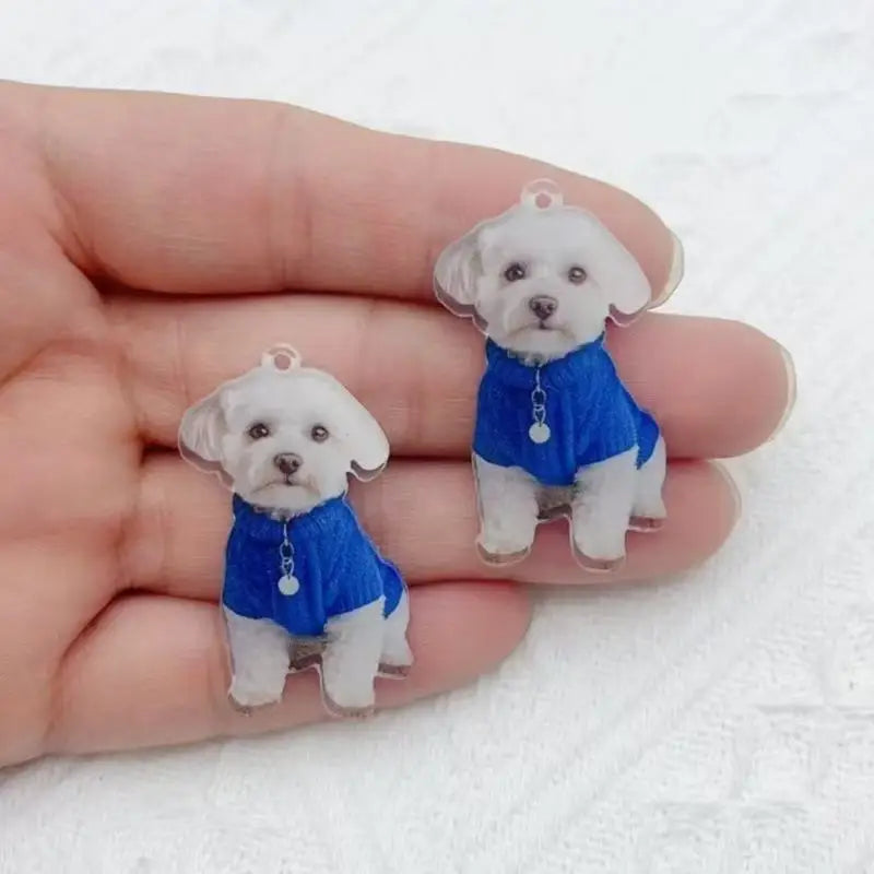10pcs Acrylic Colorful Cartoon Cute Dog Animal Pendant DIY Keychain Earrings Jewelry Pendant Accessories