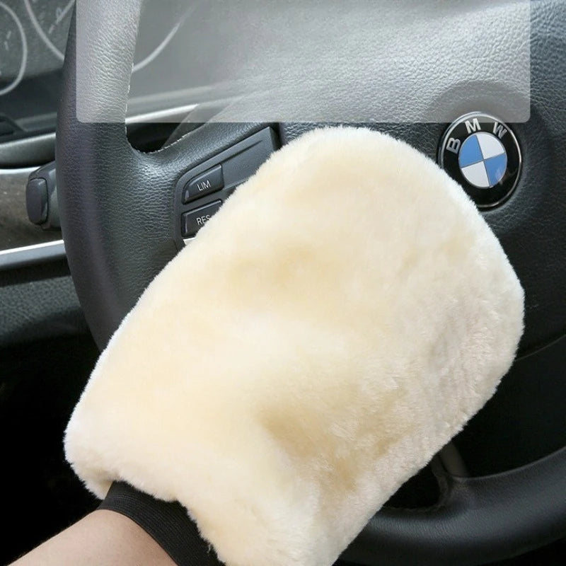 Imitation Wool Wiping Gloves Plush Car Washing Gloves for Waxing Polishing Car Cleaning Auto Detailing Accessories