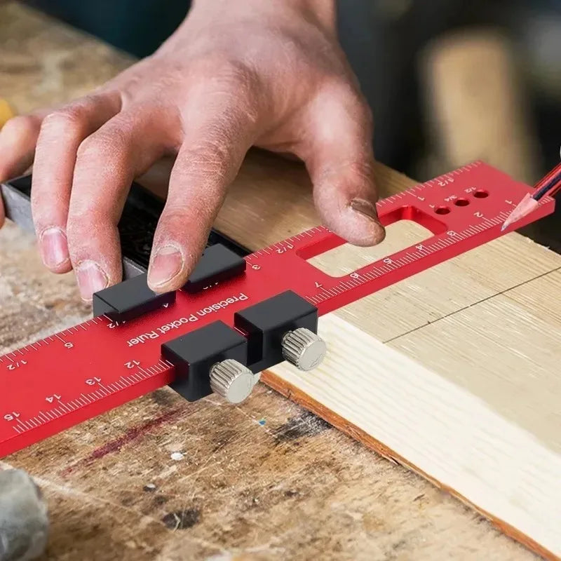 Precision Pocket Ruler Woodworking T-Type Ruler Aluminum Alloy Carpenty Square Rulers Measuring Marking Tools for Carpentry