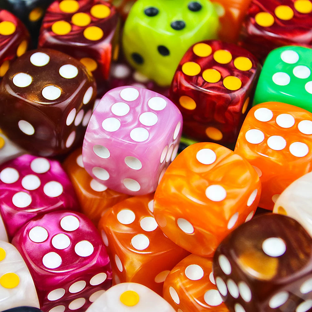 10Pcs Dice D6 16mm Gambling Dice Marble Effect Dots Dice Game Accessories and Gift