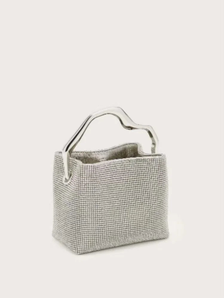 Luxury Shiny Square Rhinestone Evening Handbag Delicate Studded Diamond Tote Bag Wedding Party Purse Evening Clutch Bag