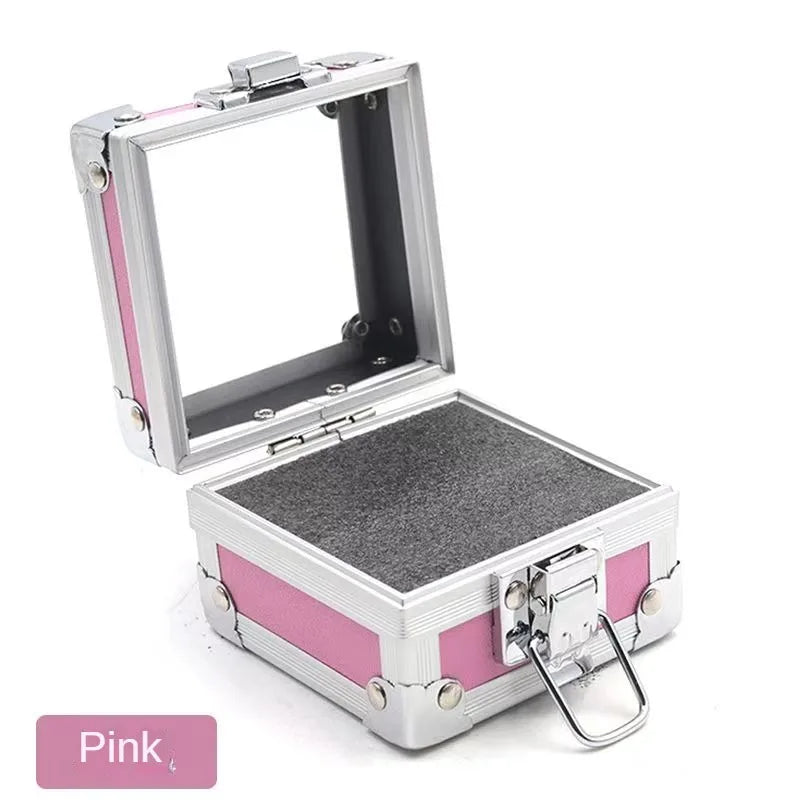 Portable Aluminum Alloy Mini Storage Box Multi Purpose Transparent Display Jewelry Box 25 Slots Grinding Head Storage Empty Case