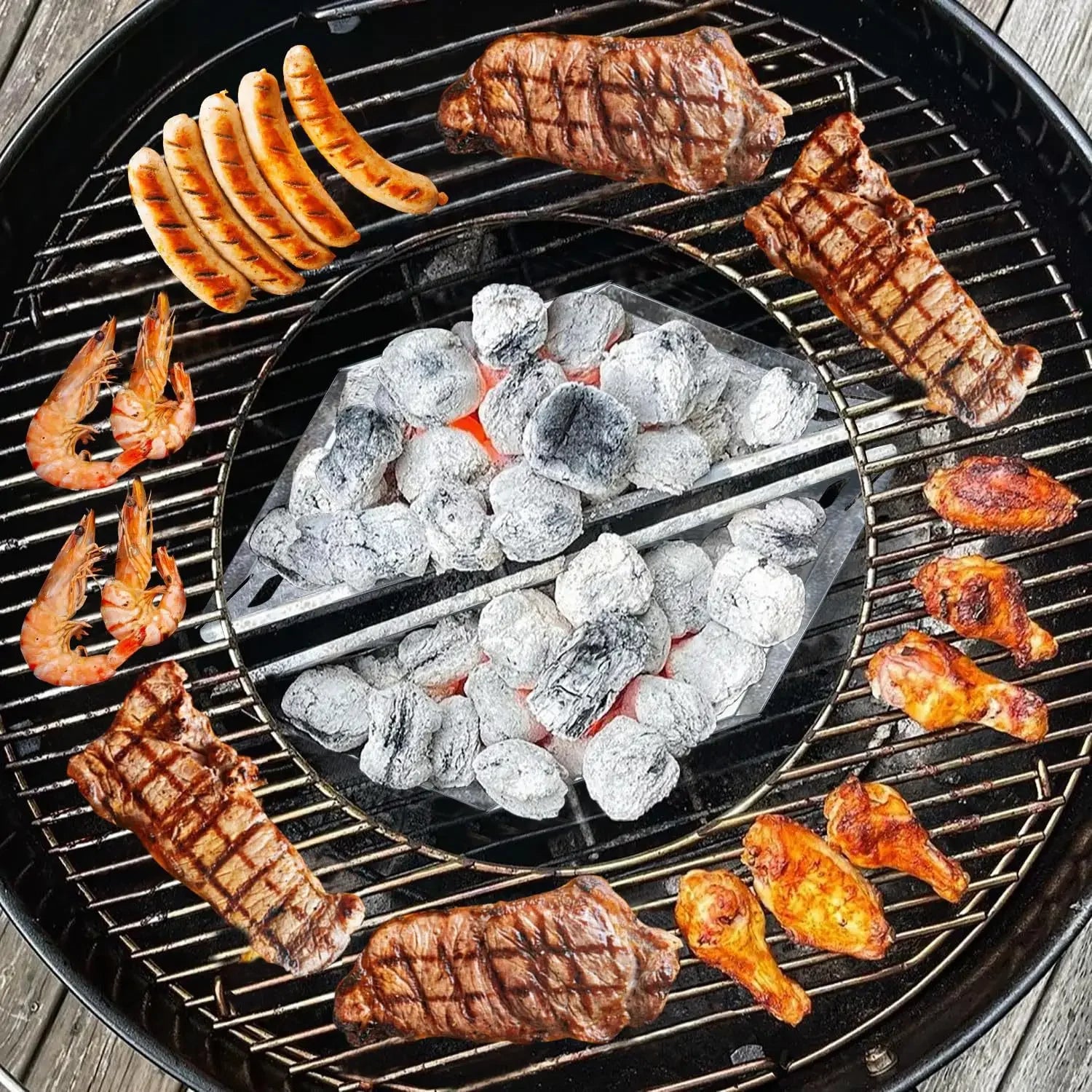 Charcoal Baskets for Weber Grill BBQ Fuel Holder Contoured - Durable Sturdy - Perfect for Barbecue Cooking Grilling Outdoor