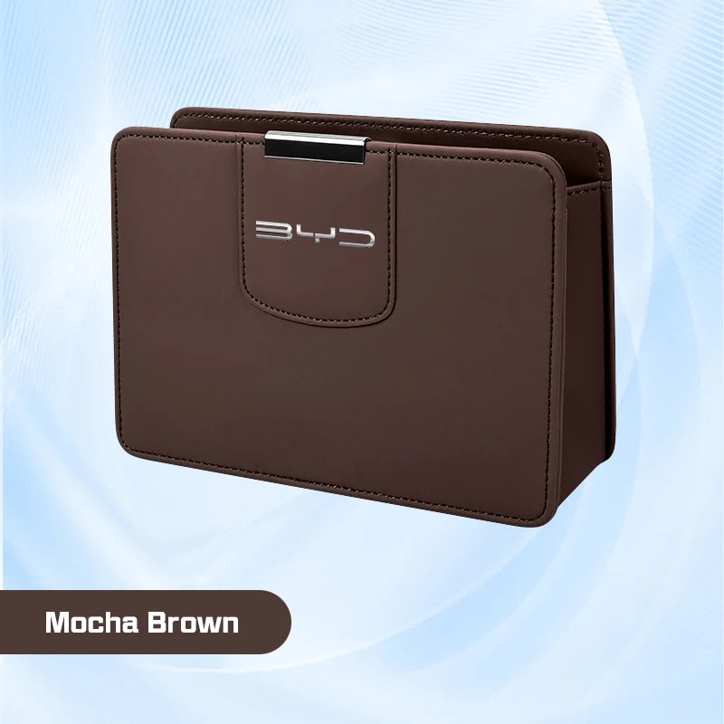 For BYD Song Plus Yuan Pro Tang EV F0 F3 Seal u DMi Han Car Leather Trash Can ,Door Garbage Bag, Seat Back Hanging Storage Box