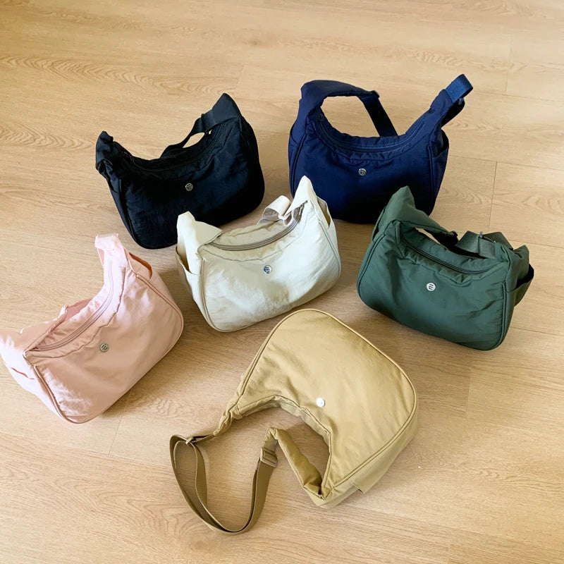 Casual Canvas Dumpling Bag Women's Summer Crossbody Bag Fashionable Underarm Bag Soft Nylon Material Easy to Clean Daily Use