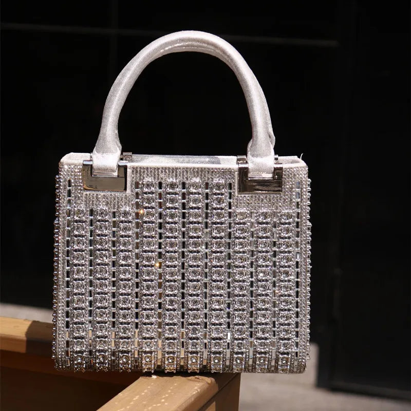 2025 Luxury High-end Crystal Diamond Women Evening Clutch Bag Fashion Design Big Rhinestone Wedding Party Handbags Shoulder Bag