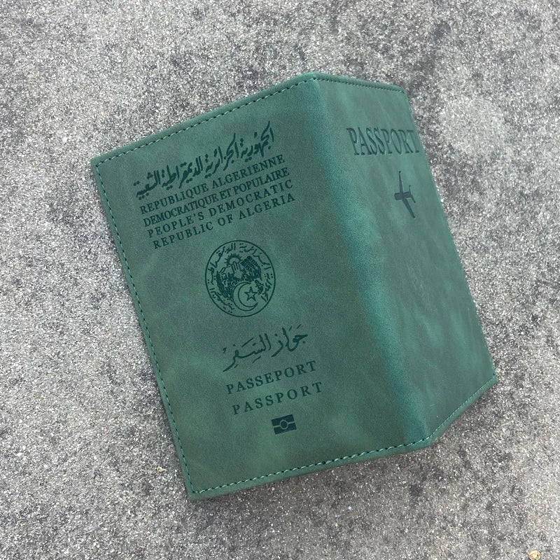 ALGERIA Paspoort Cover Green Travel Wallet Women Pu Leather Case for Passports Fashion Cute Passport Holder Protection