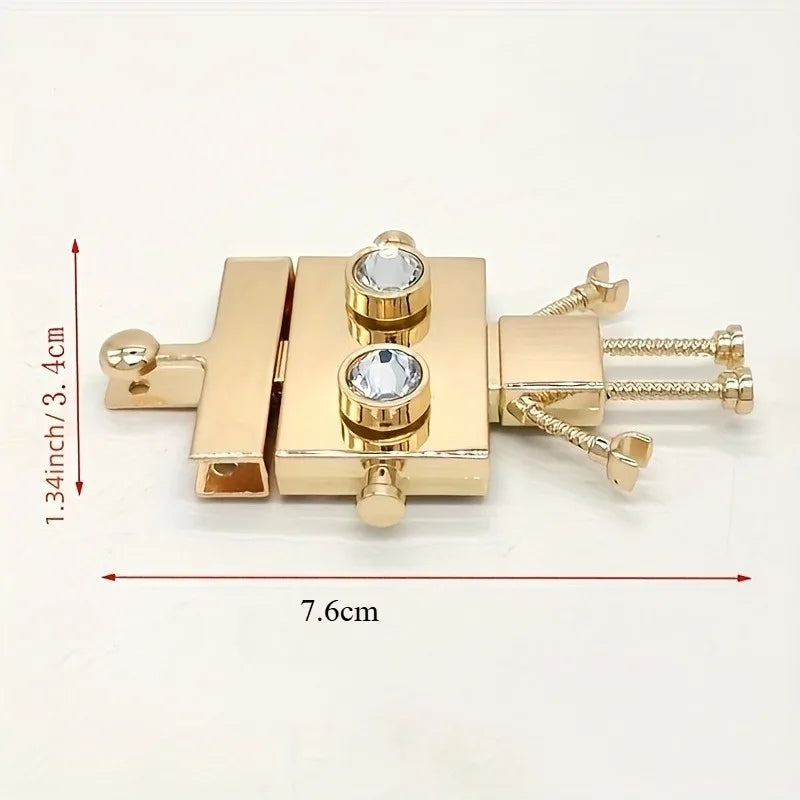 1pc Robot Shape Metal Bag Lock DIY Push Button Purse Lock Hardware Accessories