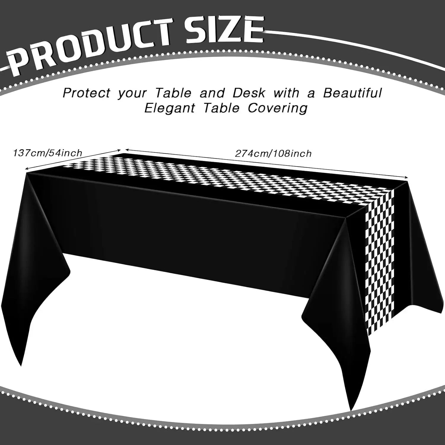 Race Car Theme Tablecloths Black White Checkered Rectangular Plastic Table Cover Racing Car Birthday Party Decorations Supplies