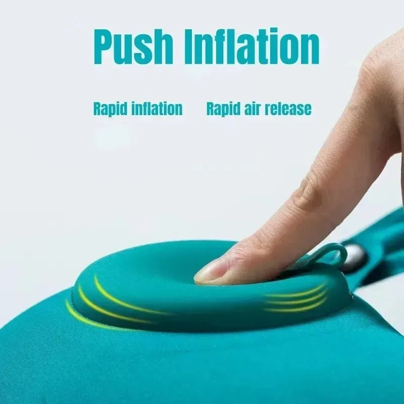 1pc Inflatable Pillow Portable Outdoor Travel Office Plane Support Pillow Outdoor Folding Pressure Rest Pillow