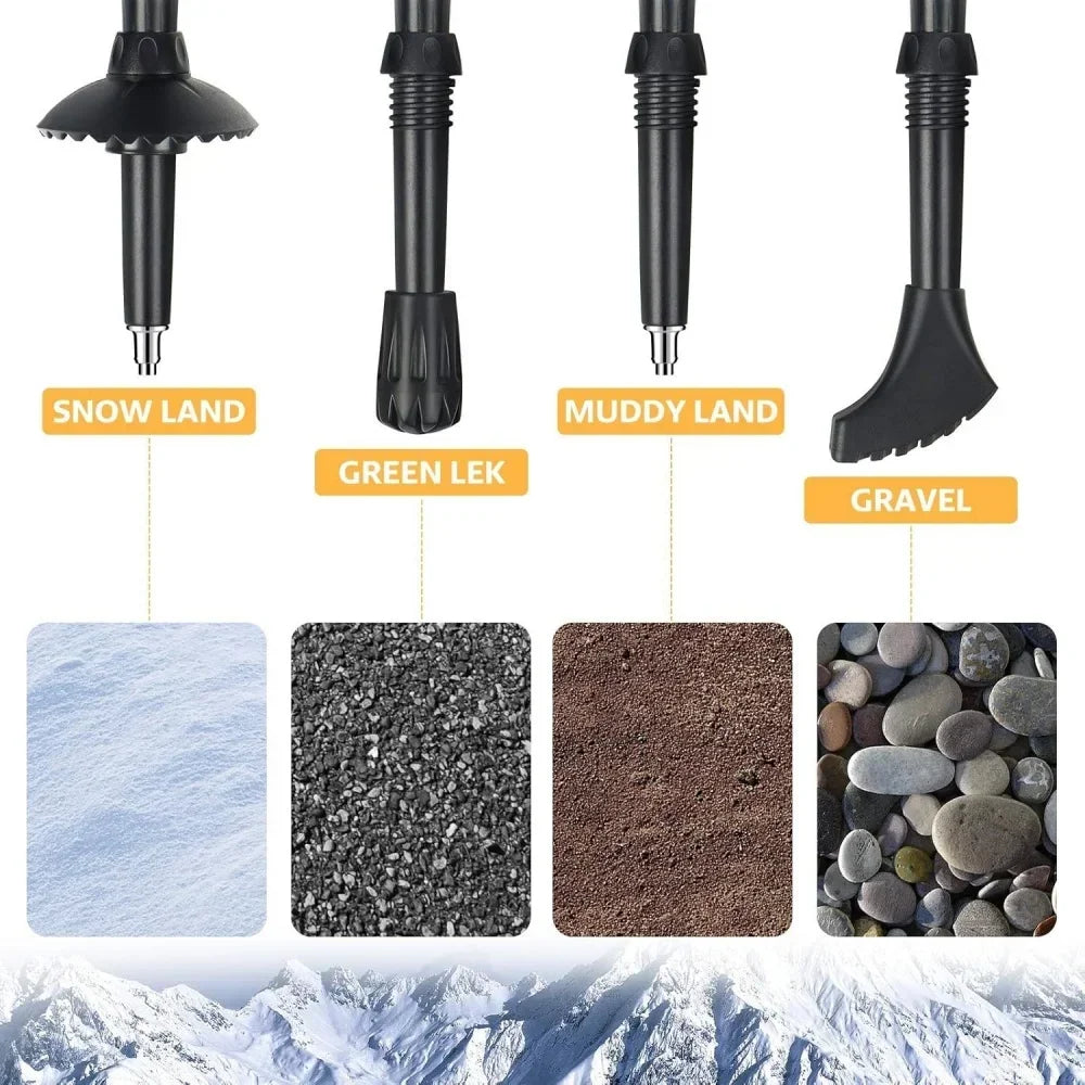 2PCS Ultralight Foldable Trekking Poles Telescopic Nordic Hiking Walking Sticks Portable Outdoor Camping Trail Running Canes
