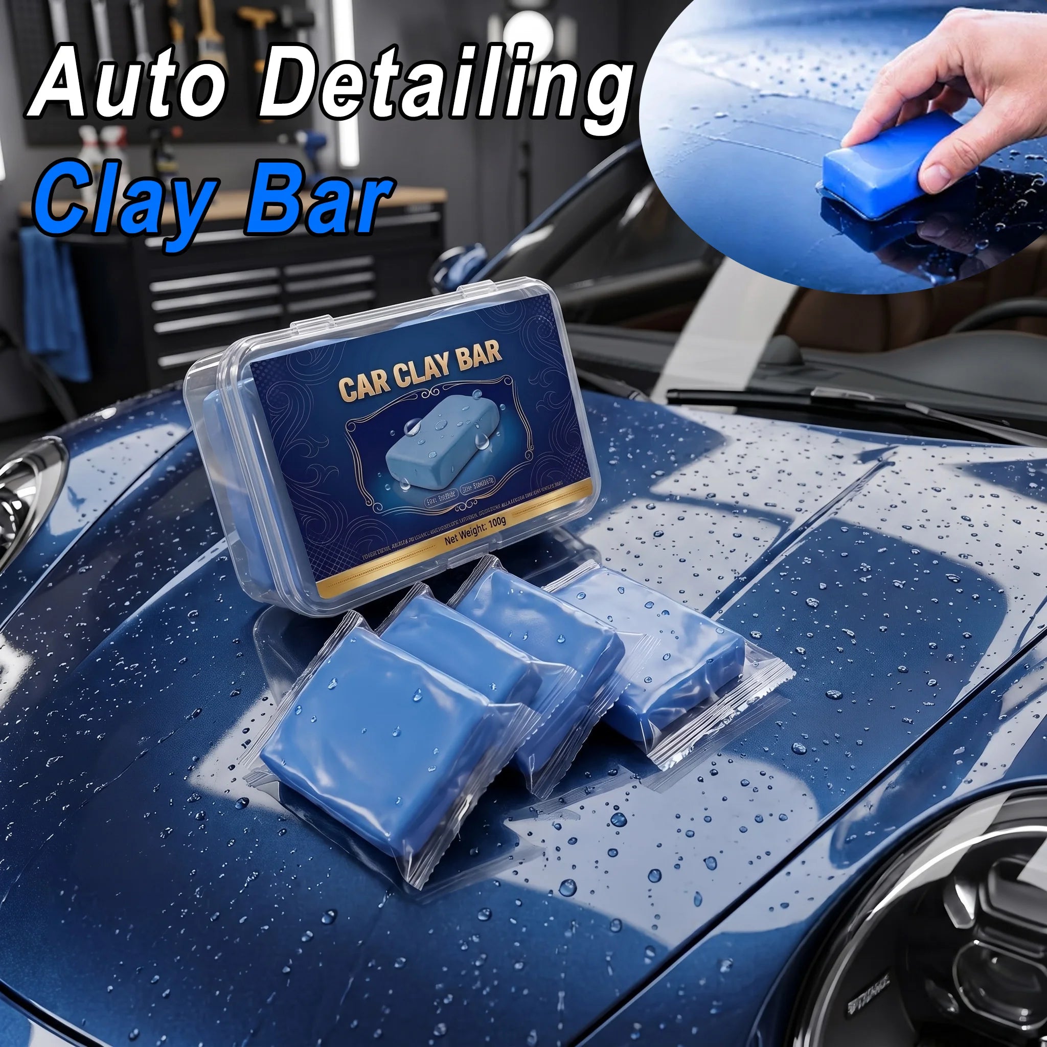 Car Clay Bar Auto Detailing Clay with Storage Case Reusable Paint Cleaner Removes Dirt Stains Grime for Glass Metal Detailers