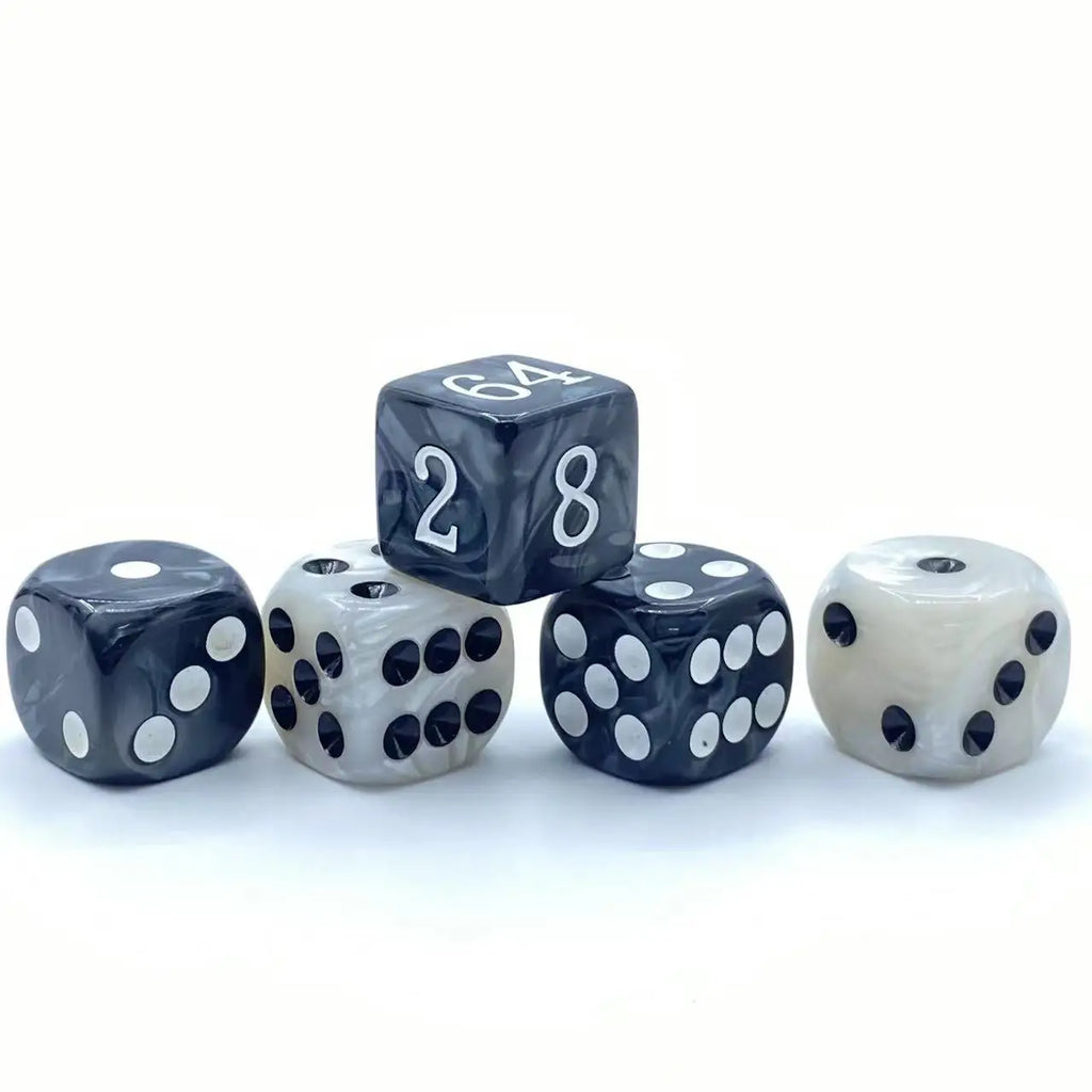 5pcs/Set Pearl Dice 16mm Doubling Cube and Four 16mm Pearl Point Dice For Backgammon Game
