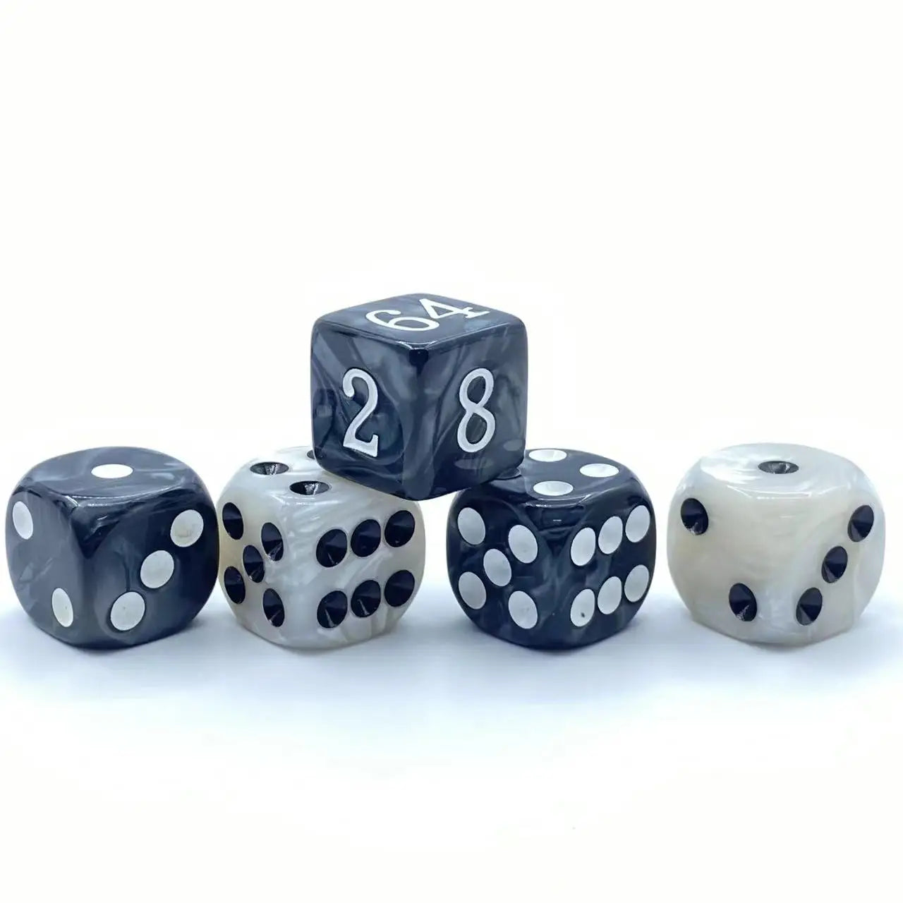 5pcs/Set Pearl Dice 16mm Doubling Cube and Four 16mm Pearl Point Dice For Backgammon Game