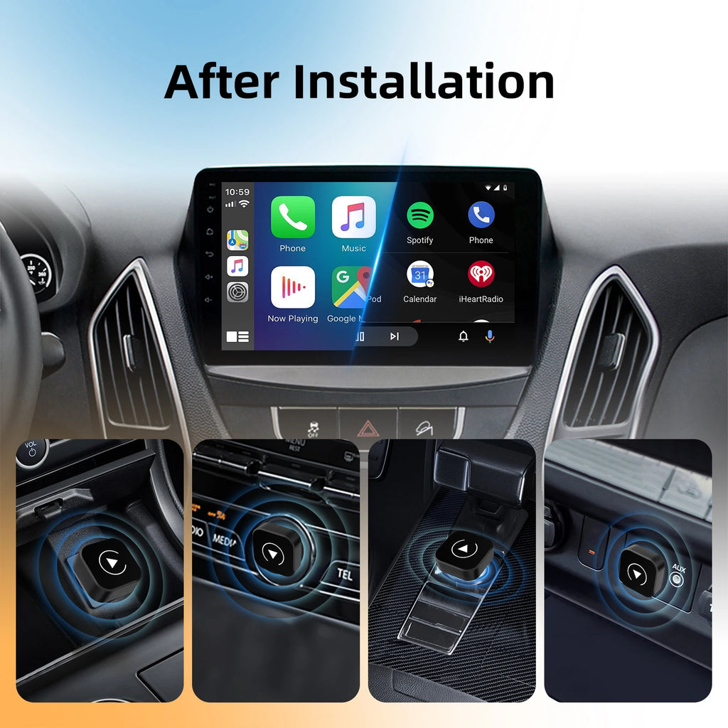 2in1 Smart Mini Box Wireless CarPlay Android Auto Adapter for Factory Wired Car, Wireless CarPlay Android Auto WiFi Fast Connect