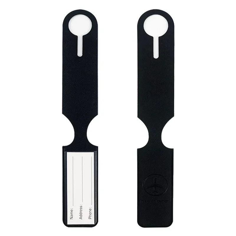 Portable Solid Color PU Leather Luggage Tag Suitcase Identifier Label Baggage Boarding Bag Tags Holder Travel Accessories