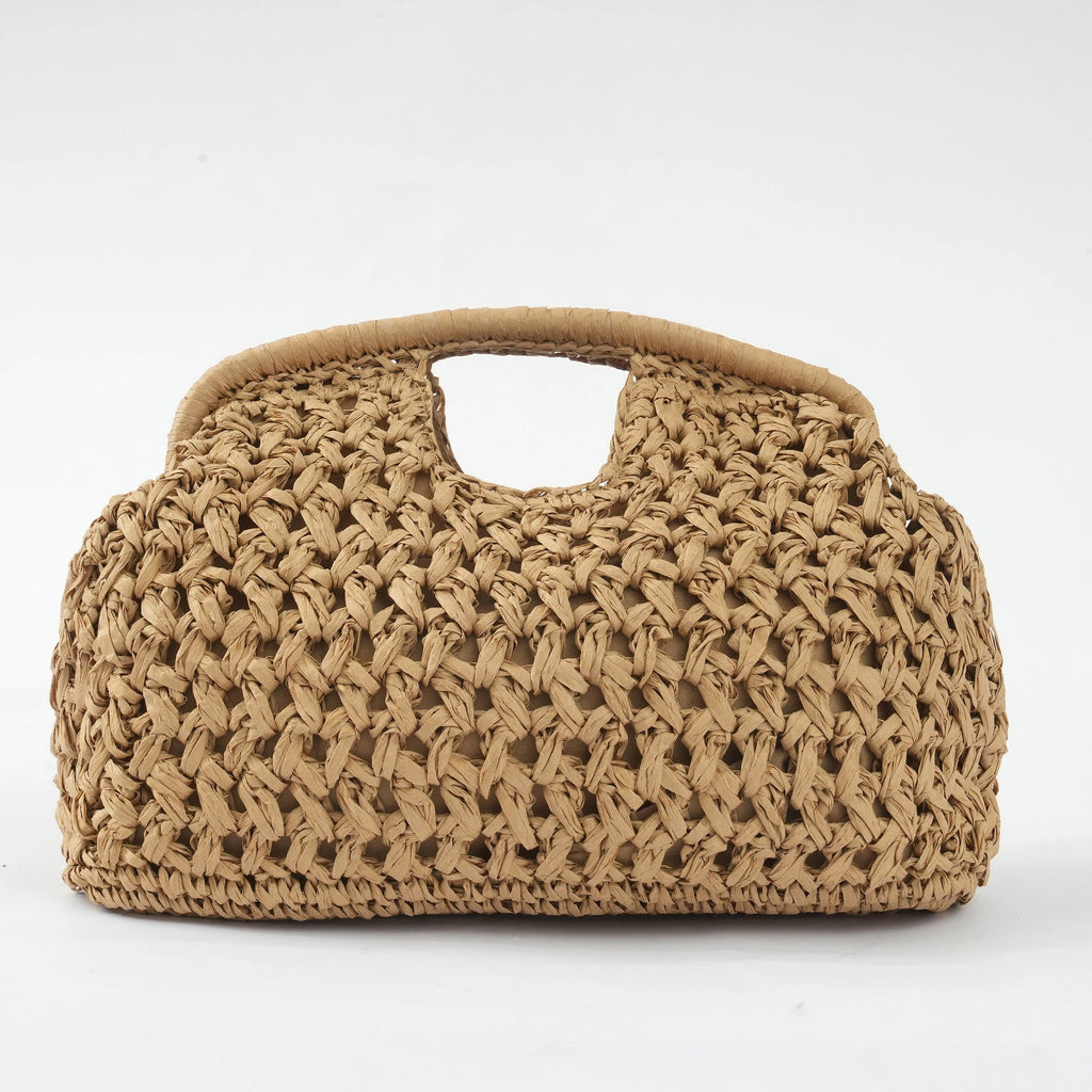 New Hollow Woven Bag Straw Clip Bag for Women Clutch Purse Crossbody Clip Bag Niche Summer