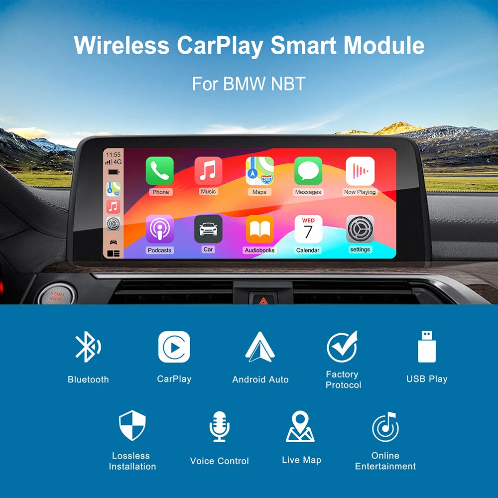 Wireless CarPlay For BMW NBT CIC 1 2 3 4 5 7 Series F22 F10 F01 F02 X3 X4 F25 F26 MINI X4 X5 X6 F56 F15 F16 F85 Android Auto Box