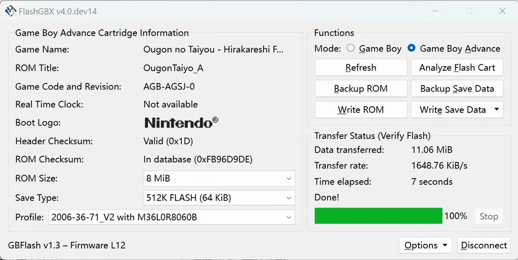 Genuine GBFlash GBA/GBC Burner Great Design USB Adapter No Screen GB Flash Cart