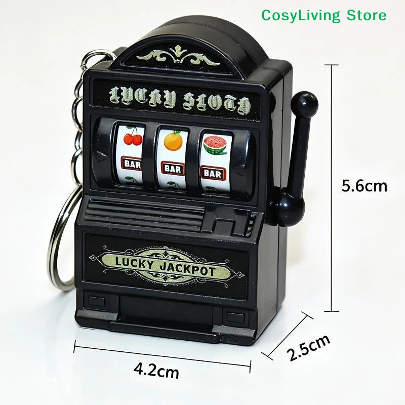 [CL]Mini Gambling Slot Machine Key Chains Arcade Pocket Fruit Lucky Jackpot Gadget Antistress Toy Funny Games Keychain Ring[CL]