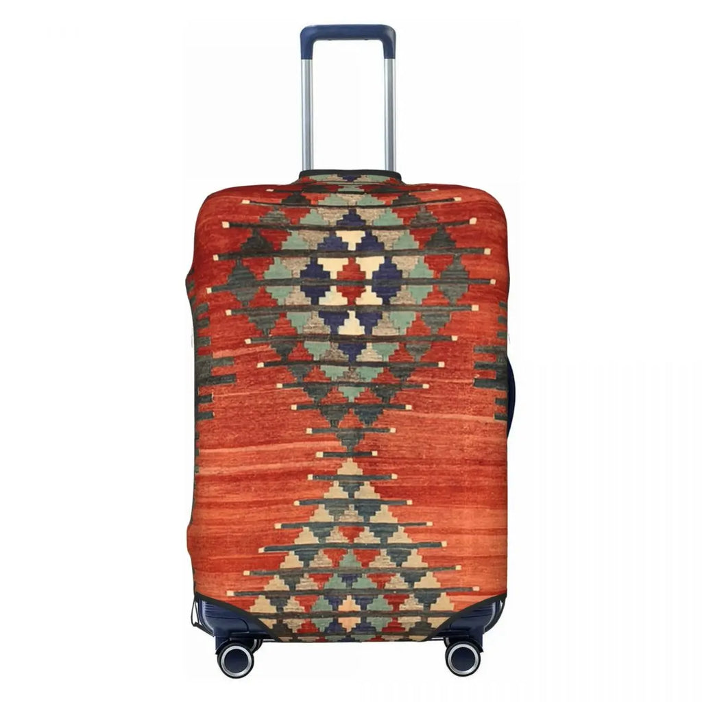 Vintage Turkish Kilim Suitcase Cover Washable Bohemian Geometric Diamond Tribal Ethnic Art Luggage Covers Protector