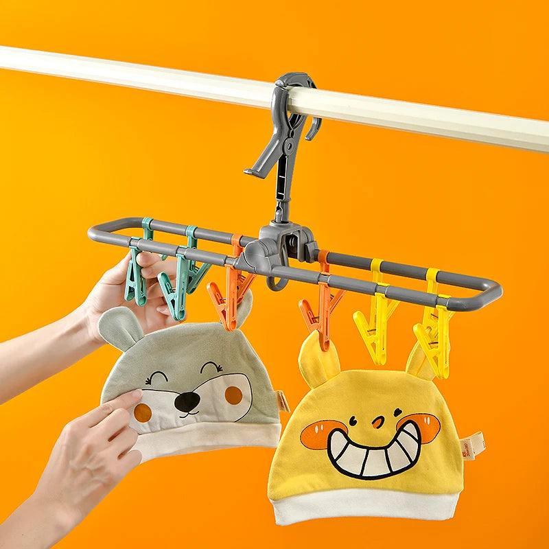 Portable Travel Laundry Drying Rack Plastic Foldable Clothesline Multi-clamp Socks Underwear Drying Rack Compact Storage Orga...