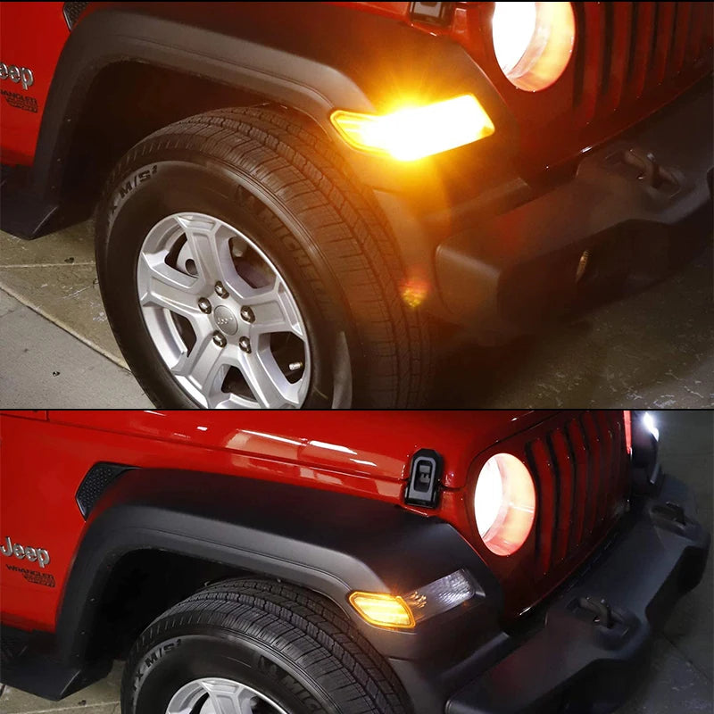 For Jeep Wrangler JL 2018-2021 Gladiator JT 2020-2021 Front Side Marker Light Assembly Amber Turn Signal Blinker Indicator Lamps