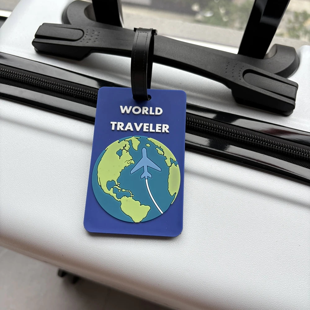 1/2Pcs Earth Style Luggage Tag Pendant Luggage Bag Station Airport Travel Anti-Loss Tag Can Write Information Identification Label