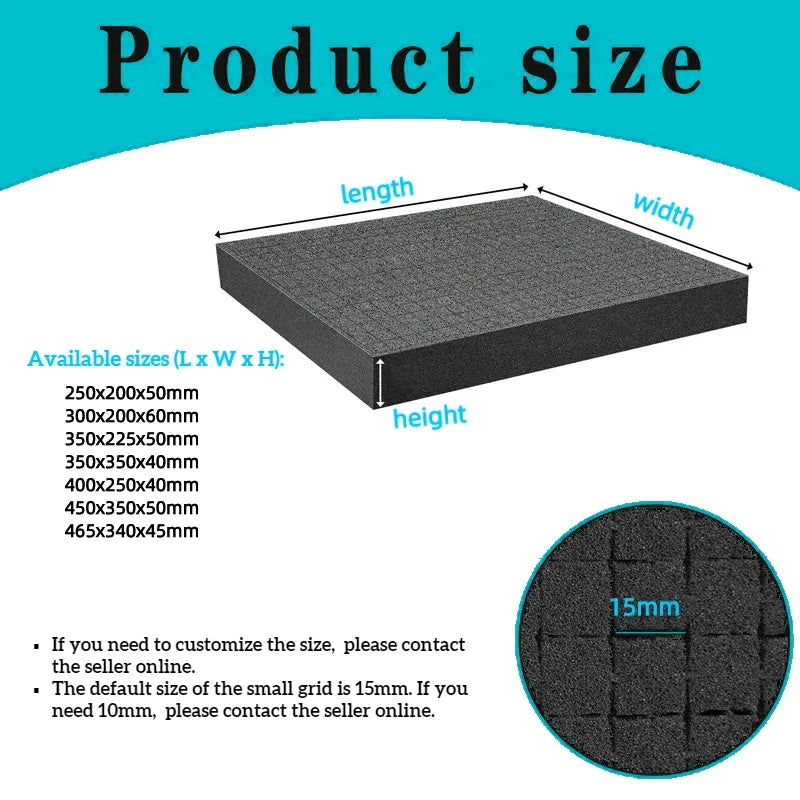 Precorted Toolbox Shadow Foam High Density Pre-Cut Foams For Hard Case Pick Pluck Foam Insert Pick Apart Shockproof Sponge Pad