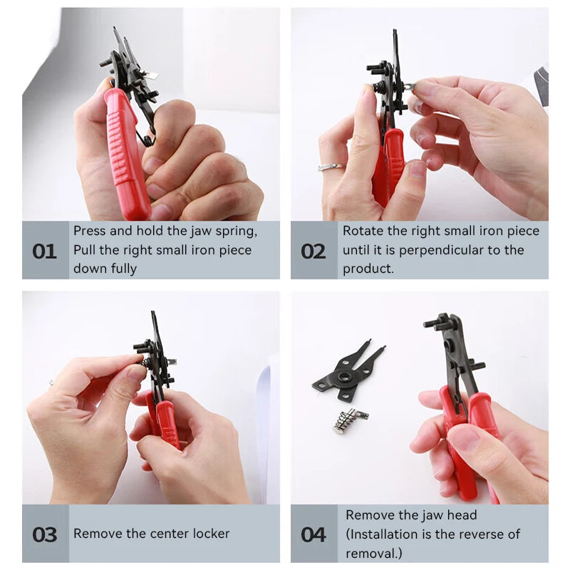 4-In-1 Circlip Pliers Set Snap Ring Pliers Multi Crimp Removable Plier Head Retaining Circlip Pliers Hand Tools Multifunctional