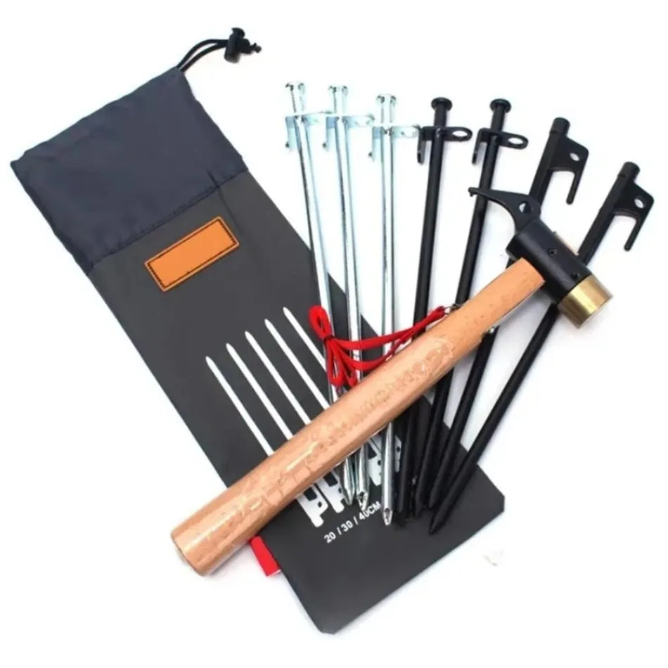 2026 Outdoor Tent Pegs Bag Camping Tent Accessories Hammer Wind Rope Tent Nail Storage Pouch Cover Case Travelling Supplies