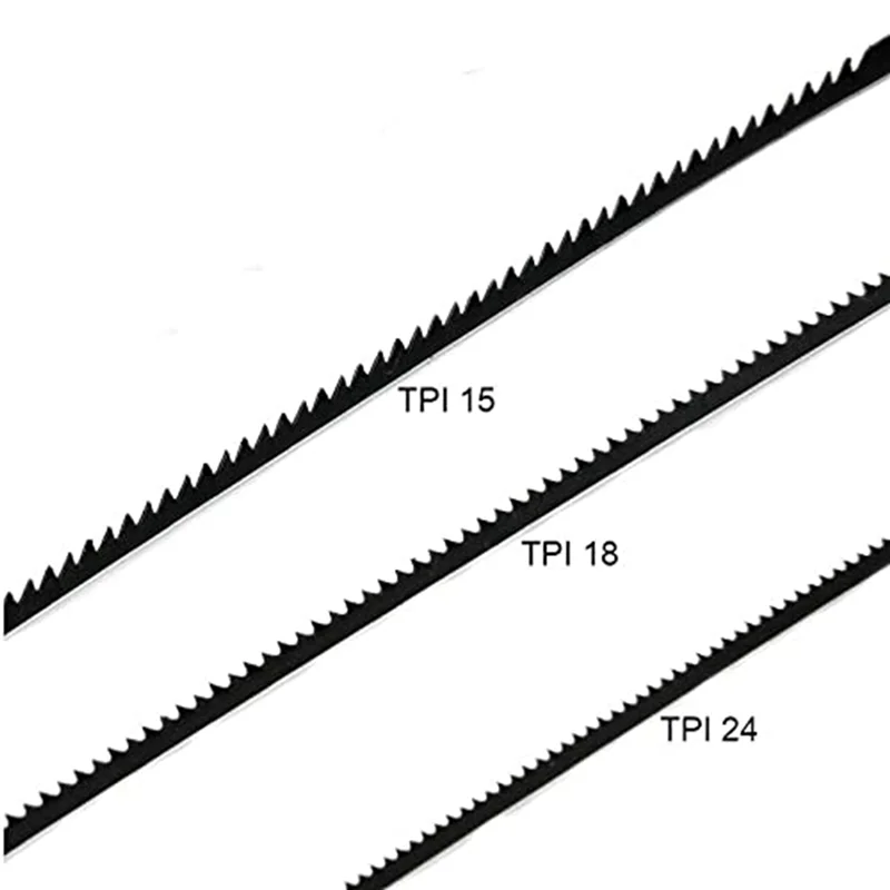 ABLQ 144Pcs Scroll Saw Blades 127Mm Carbon Steel Fretsaw Blades With Cross Pin 15/18/24 Teeth Standard Fine Cut Saw Blades