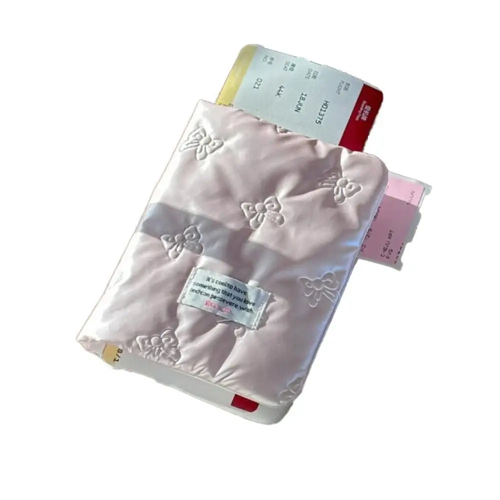 Portable Pink Silver Passport Cover PU Bowknot Card Holder Large Quality Accessories Certificates Passport Bag