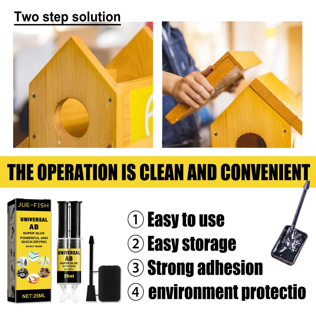 25ML Epoxy Resin AB Casting Adhesive High Temp Resistance Waterproof Super Strong Bond Repair Cracked Multipurpose Glue for Home
