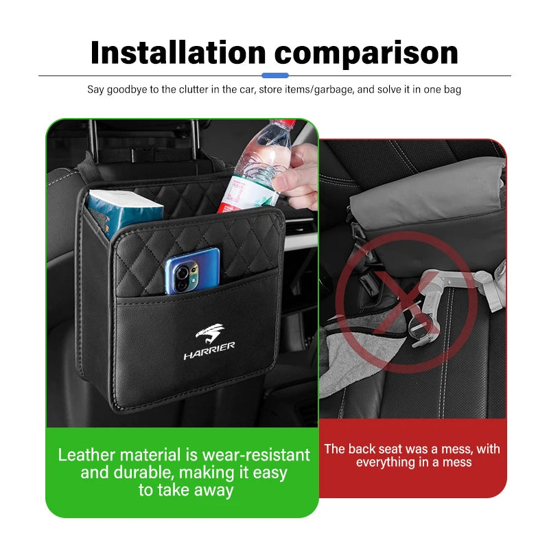 Car Seat Back Storage Leather Multifunction Storage Box For Toyota Harrier 30 60 80 XU30 XU60 XU80 2022 2023