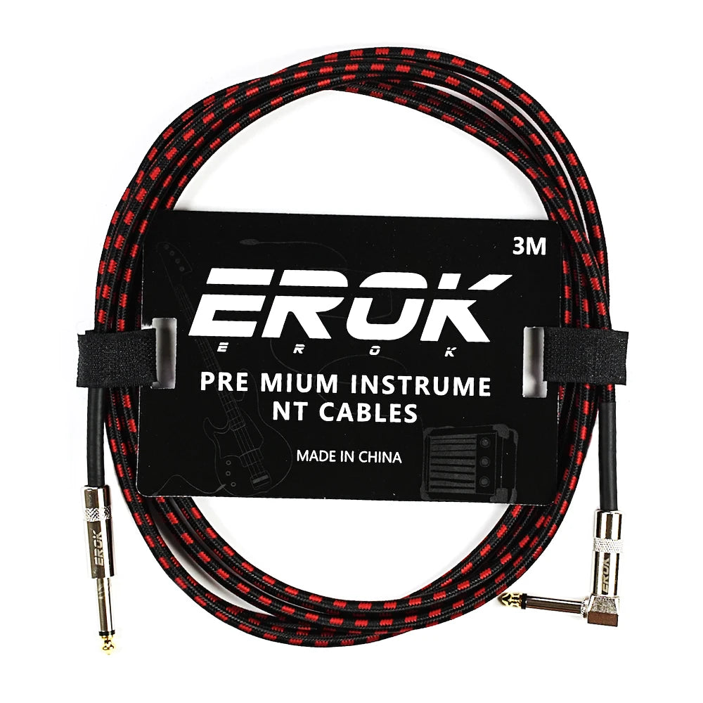 EROK 1.5/3/6/10M Guitar Audio Cables Anti-Noise Line 6.35mm Male to Male Colorful Braided Line Pedal Guitar Bass Universal Cable