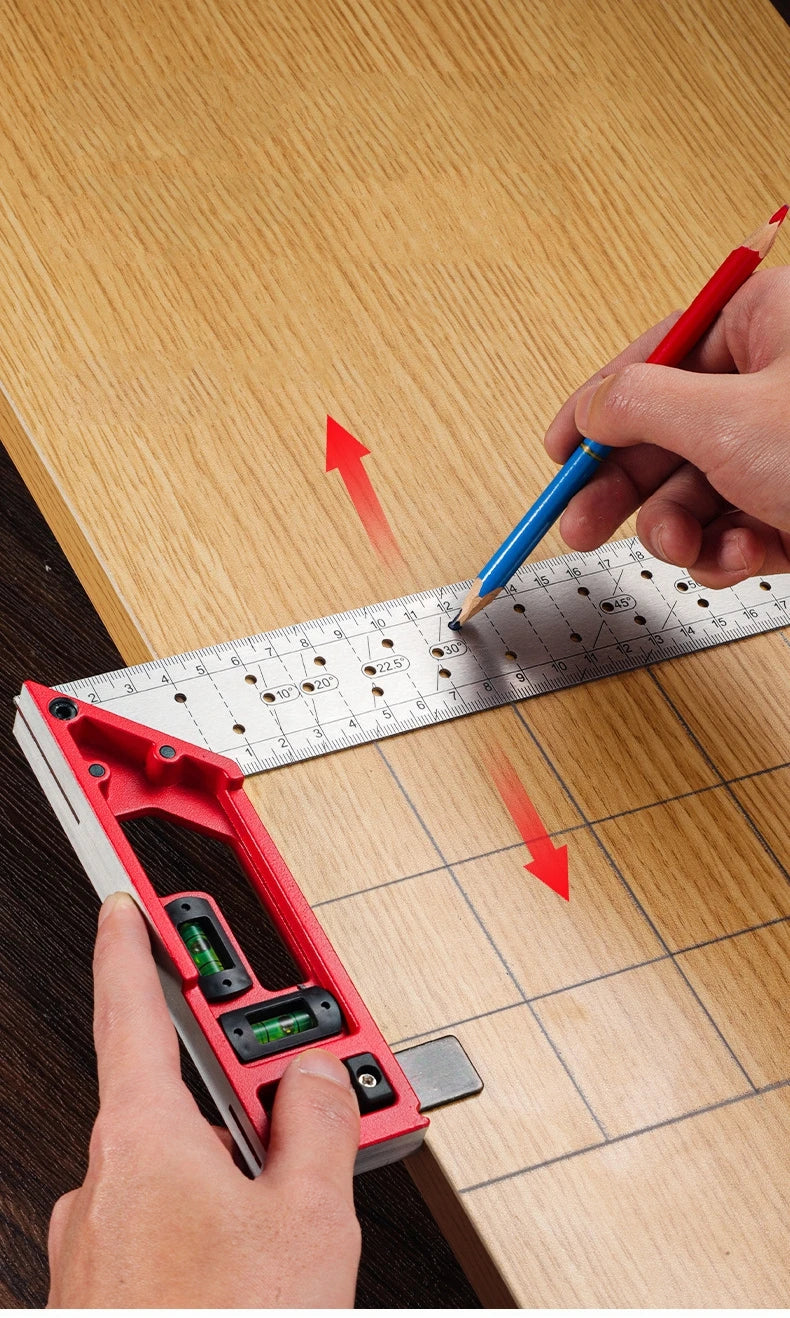 Right Angle Ruler 45/90 Degree Positioning Hole Angle Ruler Industrial Grade Positioning Marking Angle Ruler Woodworking Tool