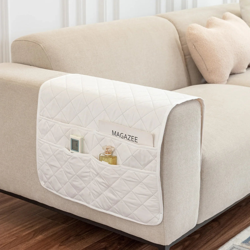 New Sofa Hand Towel with Storage Pocket Magazine Remote Control Sofa Recliner Armrest Clutter Management Bag
