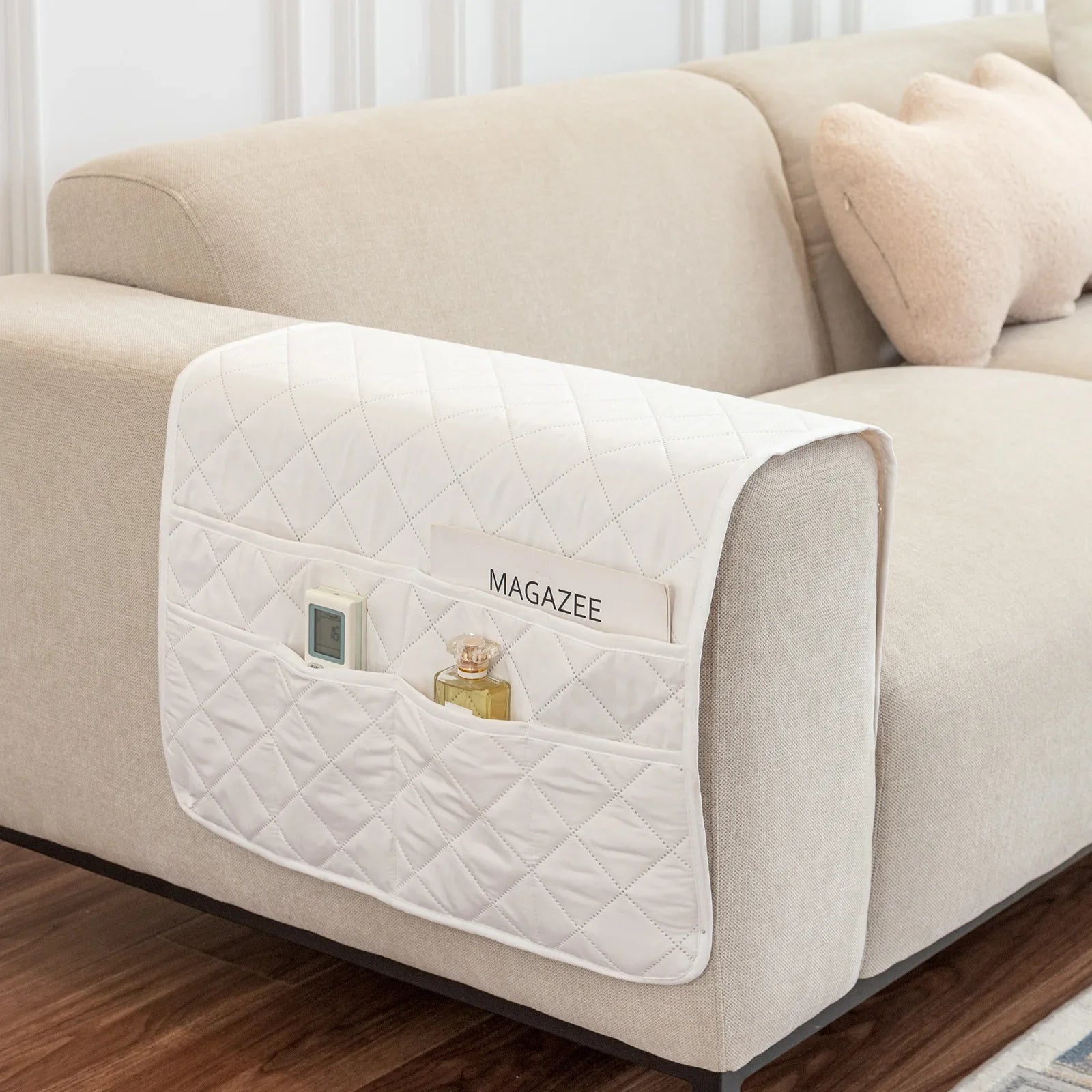 New Sofa Hand Towel with Storage Pocket Magazine Remote Control Sofa Recliner Armrest Clutter Management Bag